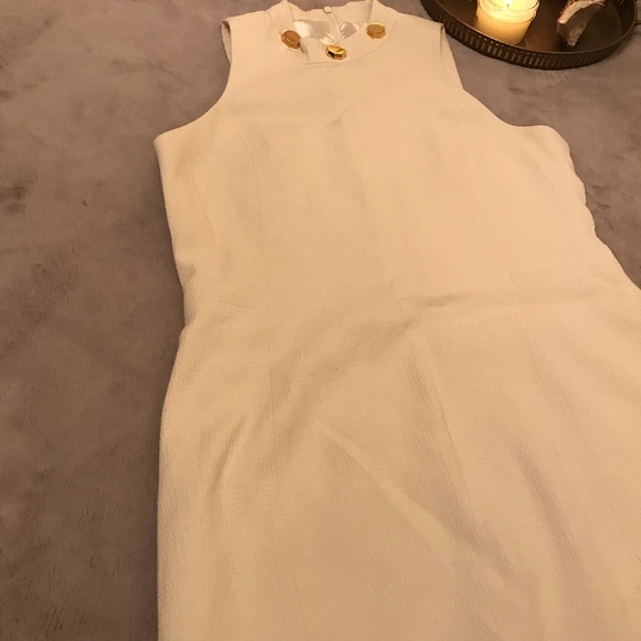 GRACE MMXIII Off-white Textured Knee Length Dress - Picture 3 of 8